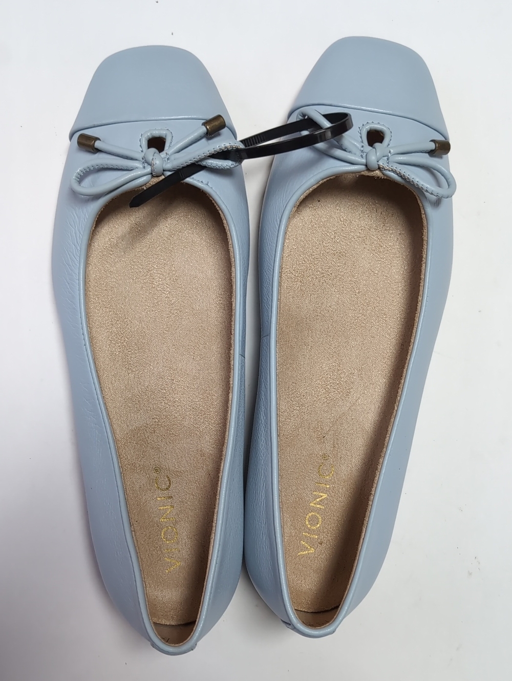 Vionic Women’s Pale Blue Square-Toe Ballet Flats with Bow